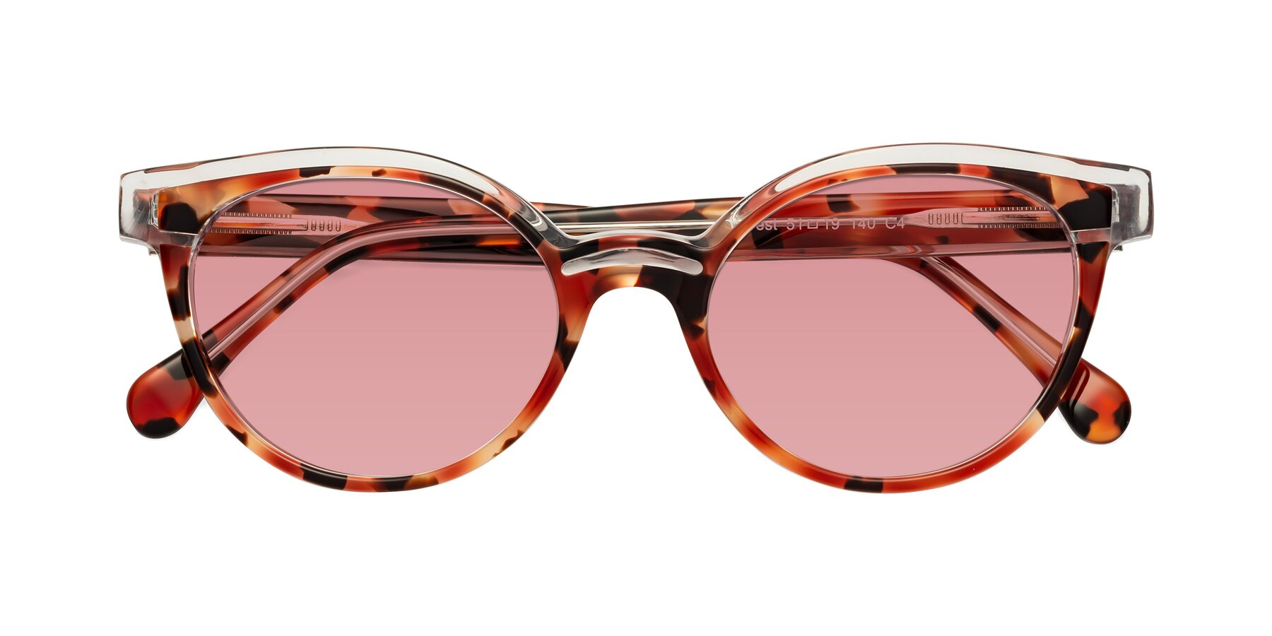 Folded Front of Forest in Vermillion Tortoise with Medium Garnet Tinted Lenses