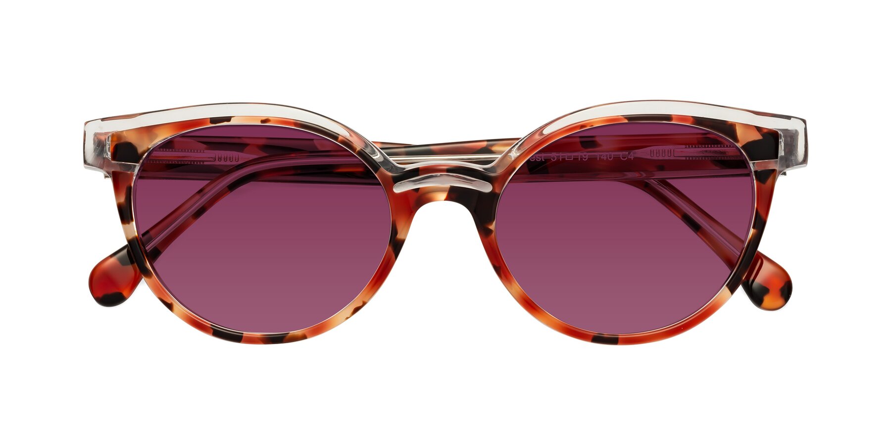 Folded Front of Forest in Vermillion Tortoise with Wine Tinted Lenses