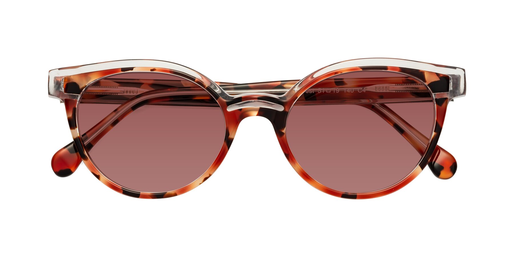 Folded Front of Forest in Vermillion Tortoise with Garnet Tinted Lenses