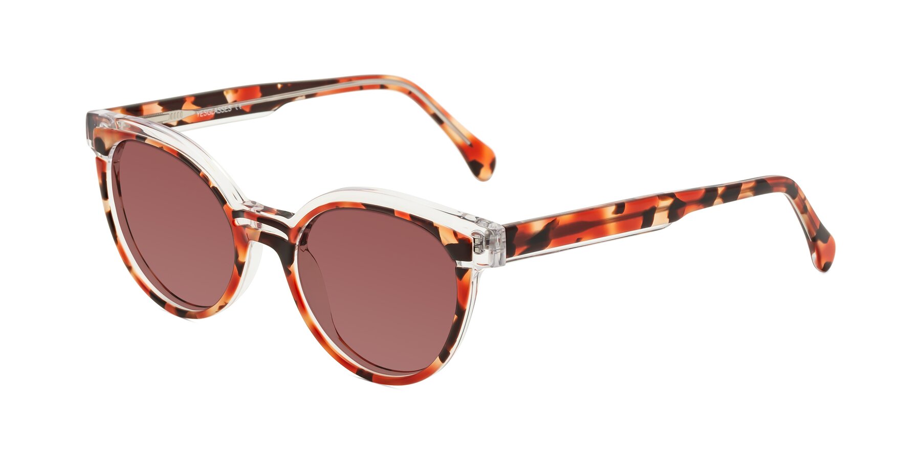 Angle of Forest in Vermillion Tortoise with Garnet Tinted Lenses