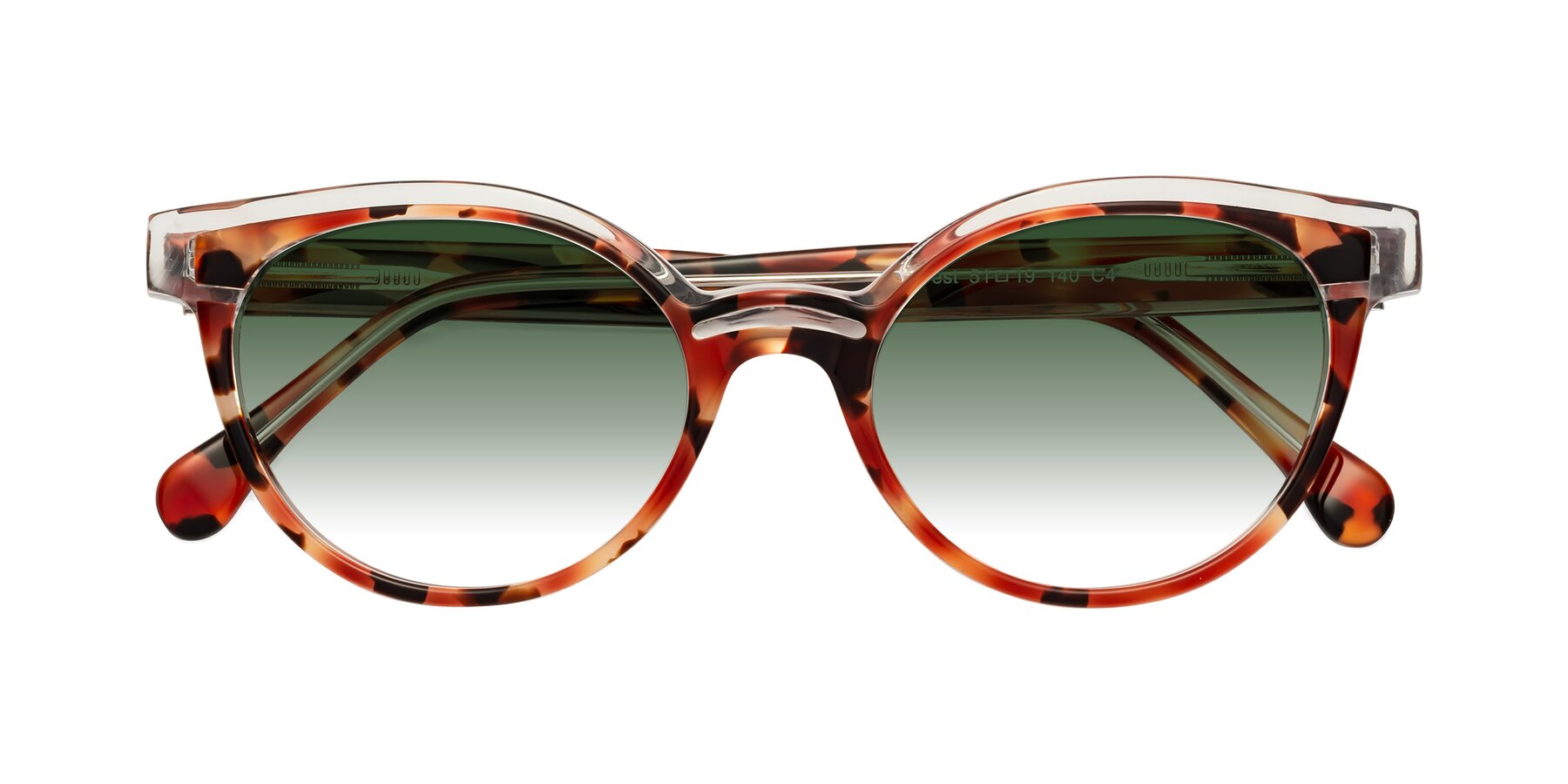 Folded Front of Forest in Vermillion Tortoise with Green Gradient Lenses
