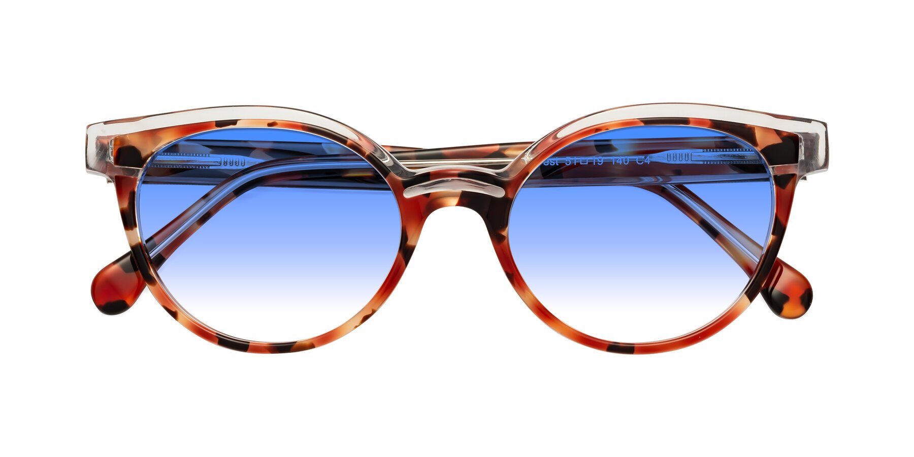 Folded Front of Forest in Vermillion Tortoise with Blue Gradient Lenses