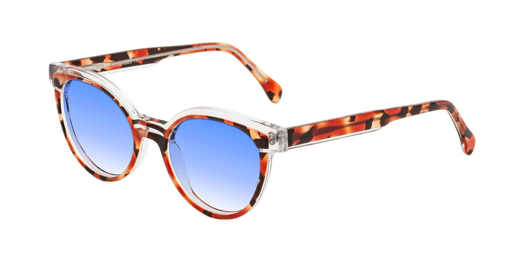 Angle of Forest in Vermillion Tortoise with Blue Gradient Lenses