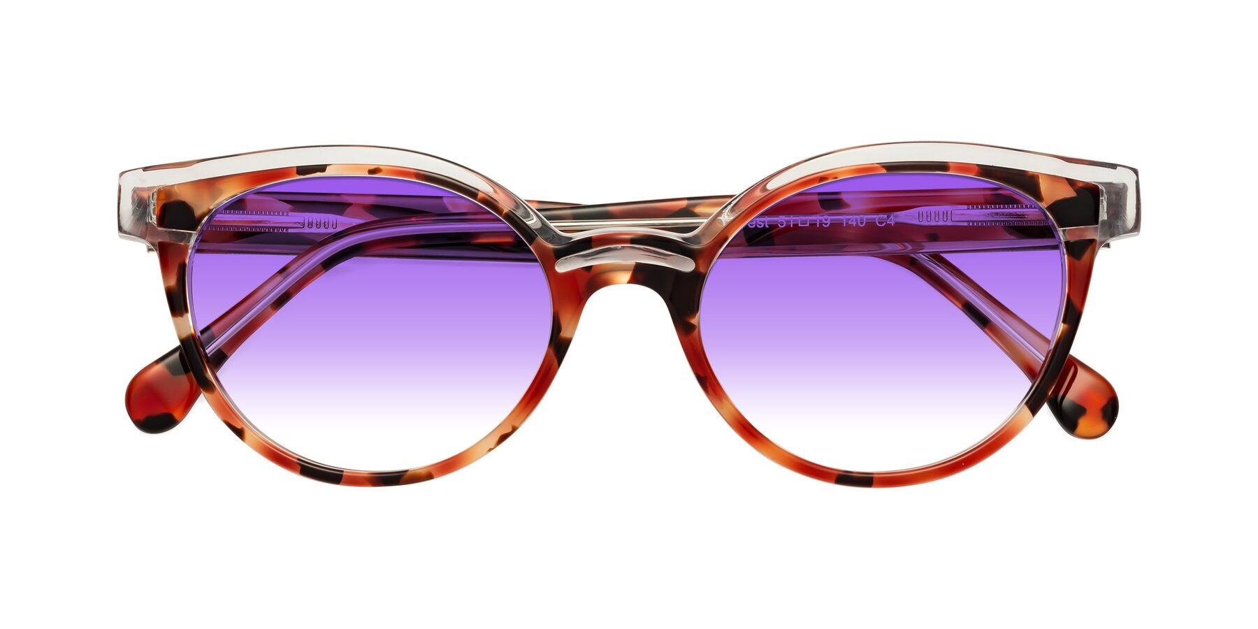 Folded Front of Forest in Vermillion Tortoise with Purple Gradient Lenses