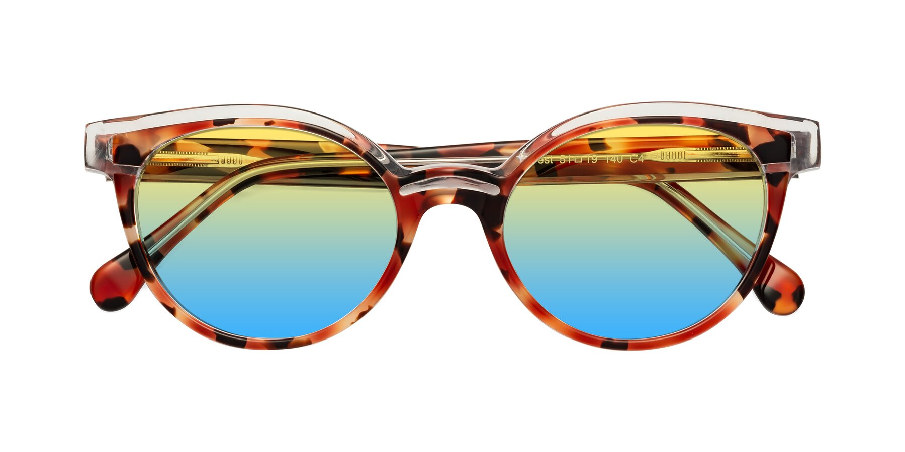 Folded Front of Forest in Vermillion Tortoise with Yellow / Blue Gradient Lenses