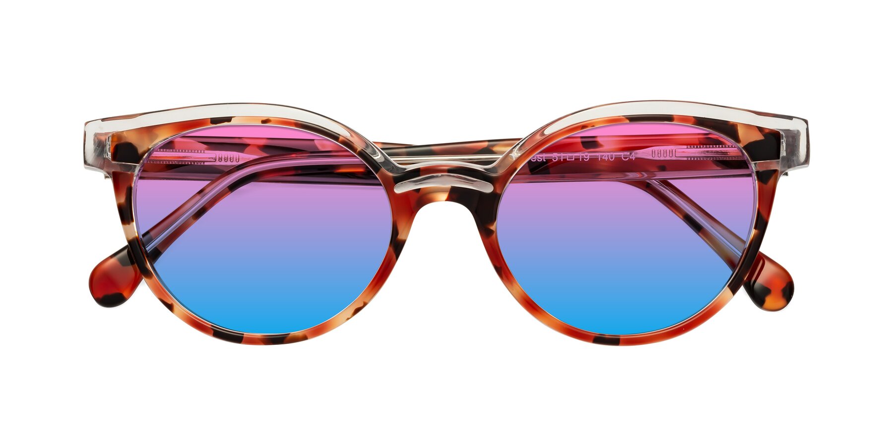 Folded Front of Forest in Vermillion Tortoise with Pink / Blue Gradient Lenses
