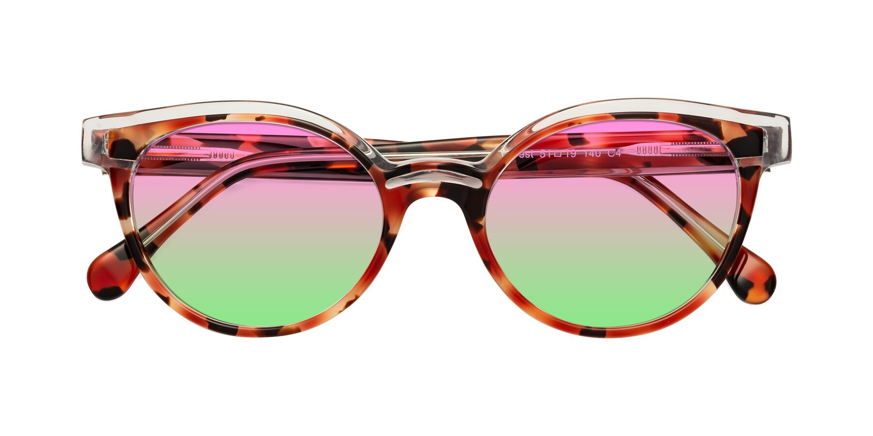 Folded Front of Forest in Vermillion Tortoise with Pink / Green Gradient Lenses