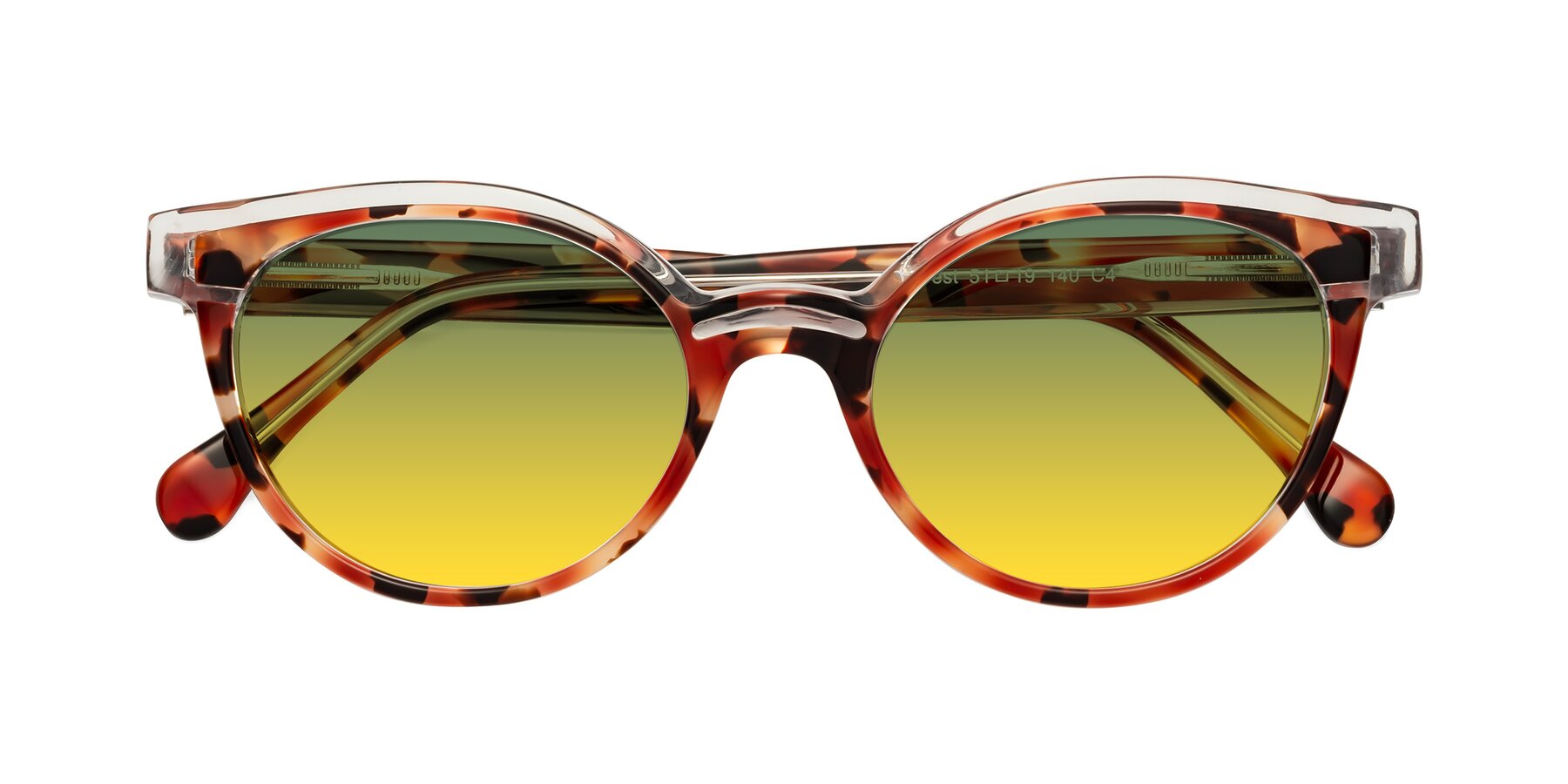 Folded Front of Forest in Vermillion Tortoise with Green / Yellow Gradient Lenses
