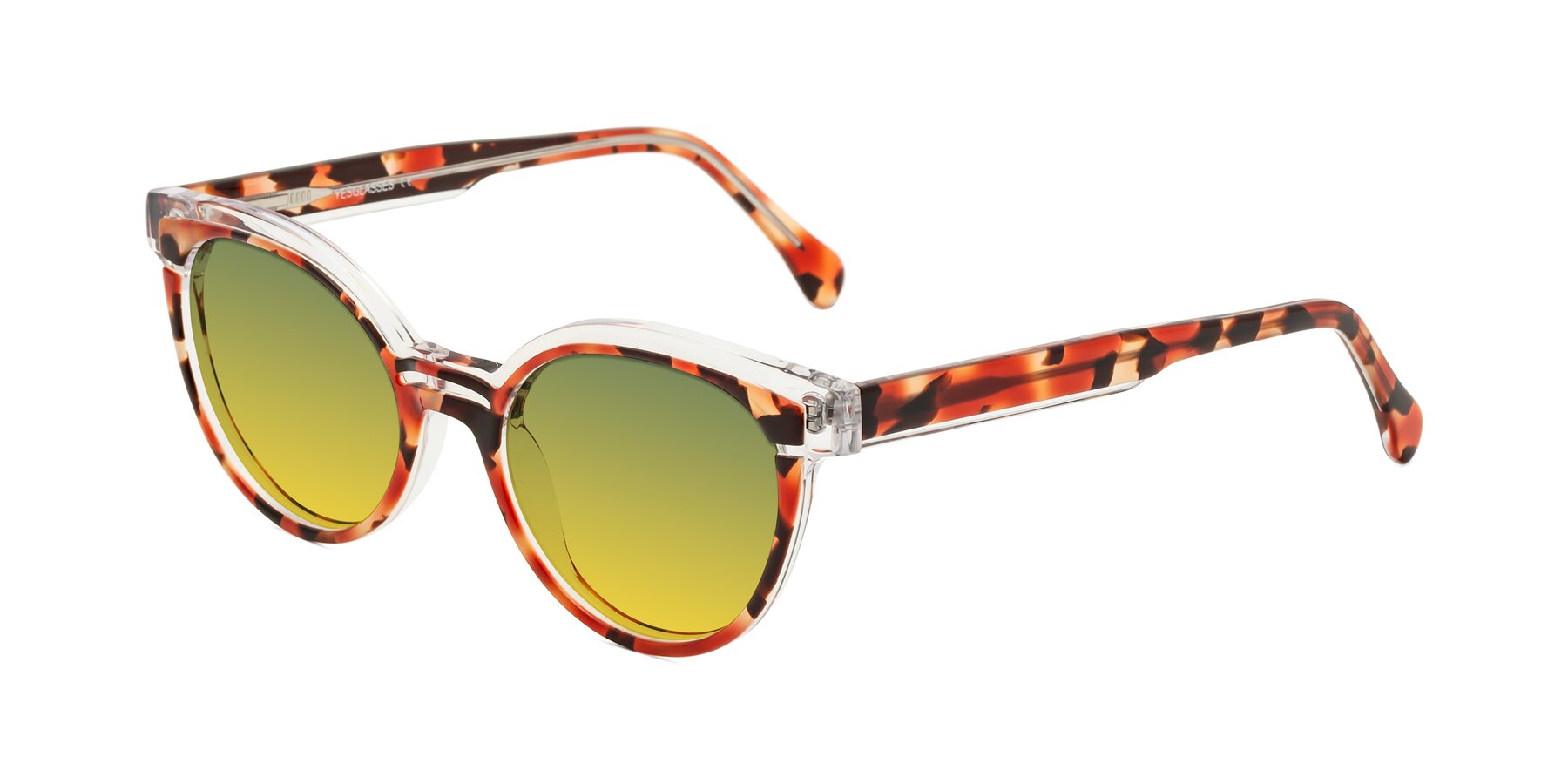 Angle of Forest in Vermillion Tortoise with Green / Yellow Gradient Lenses