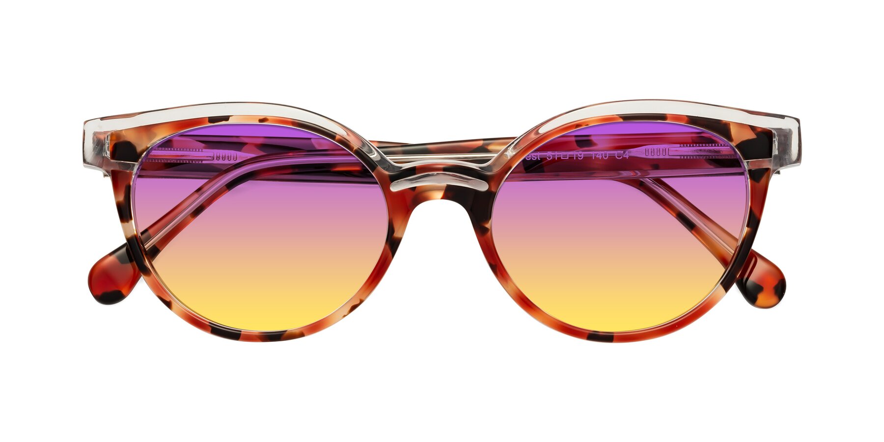 Folded Front of Forest in Vermillion Tortoise with Purple / Yellow Gradient Lenses