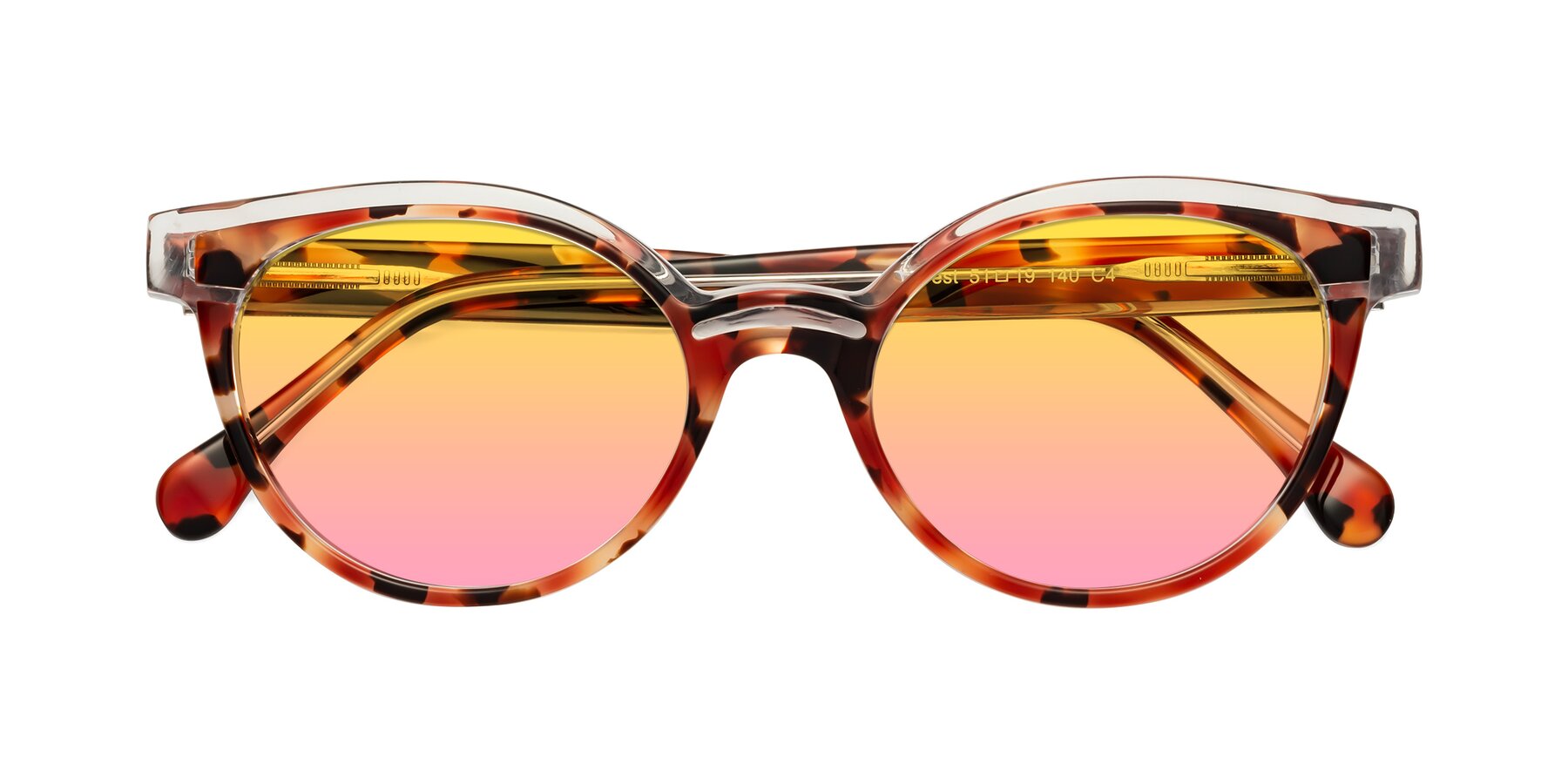 Folded Front of Forest in Vermillion Tortoise with Yellow / Pink Gradient Lenses