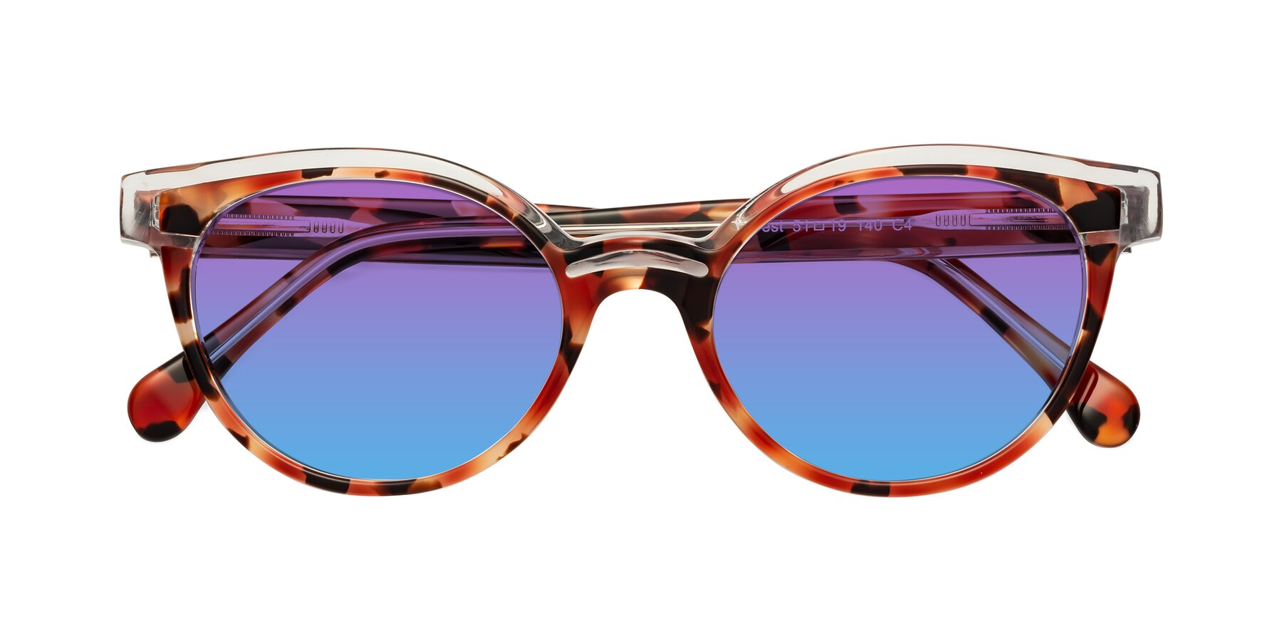 Folded Front of Forest in Vermillion Tortoise with Purple / Blue Gradient Lenses