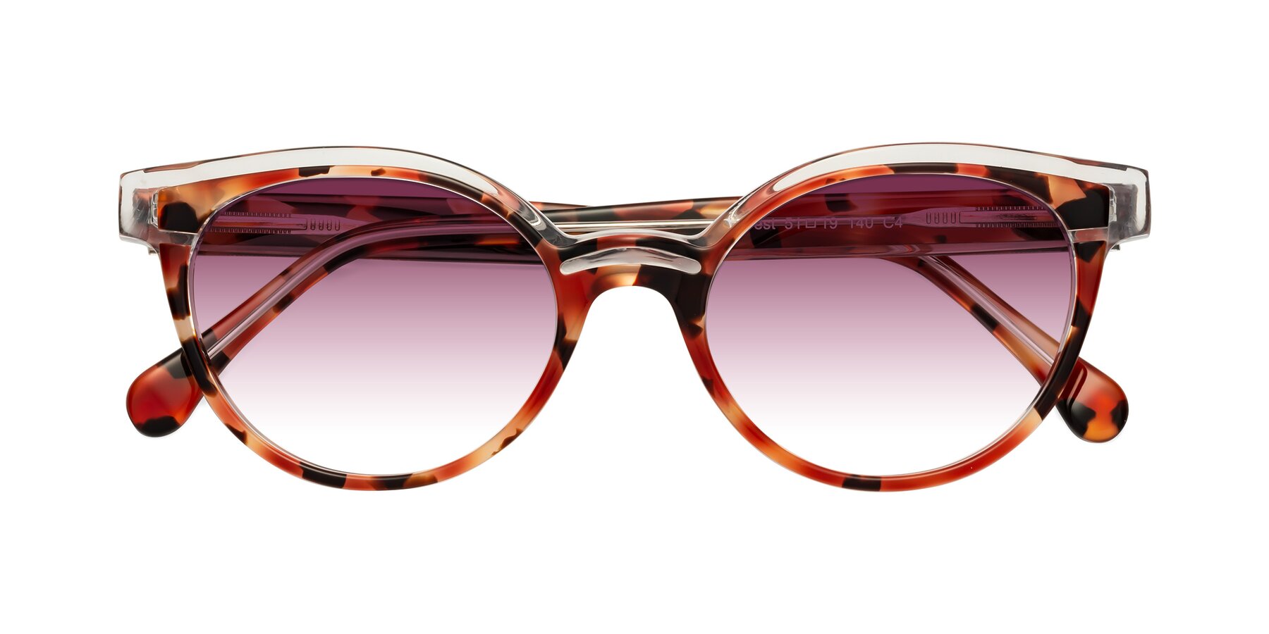 Folded Front of Forest in Vermillion Tortoise with Wine Gradient Lenses