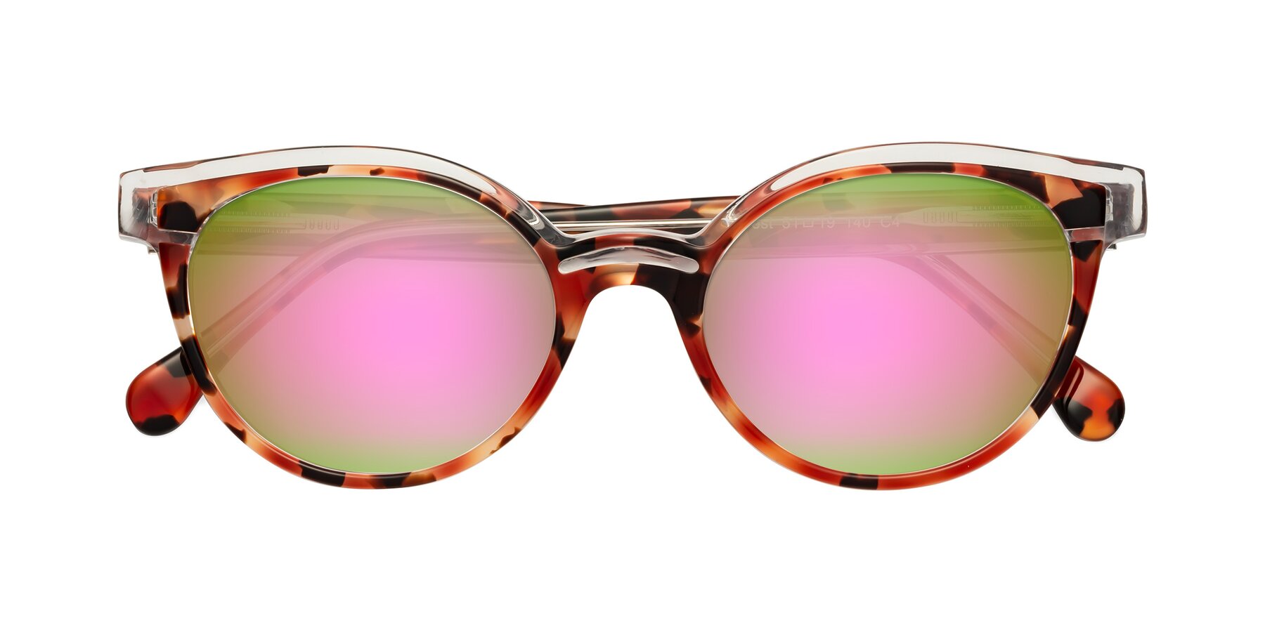 Folded Front of Forest in Vermillion Tortoise with Pink Mirrored Lenses