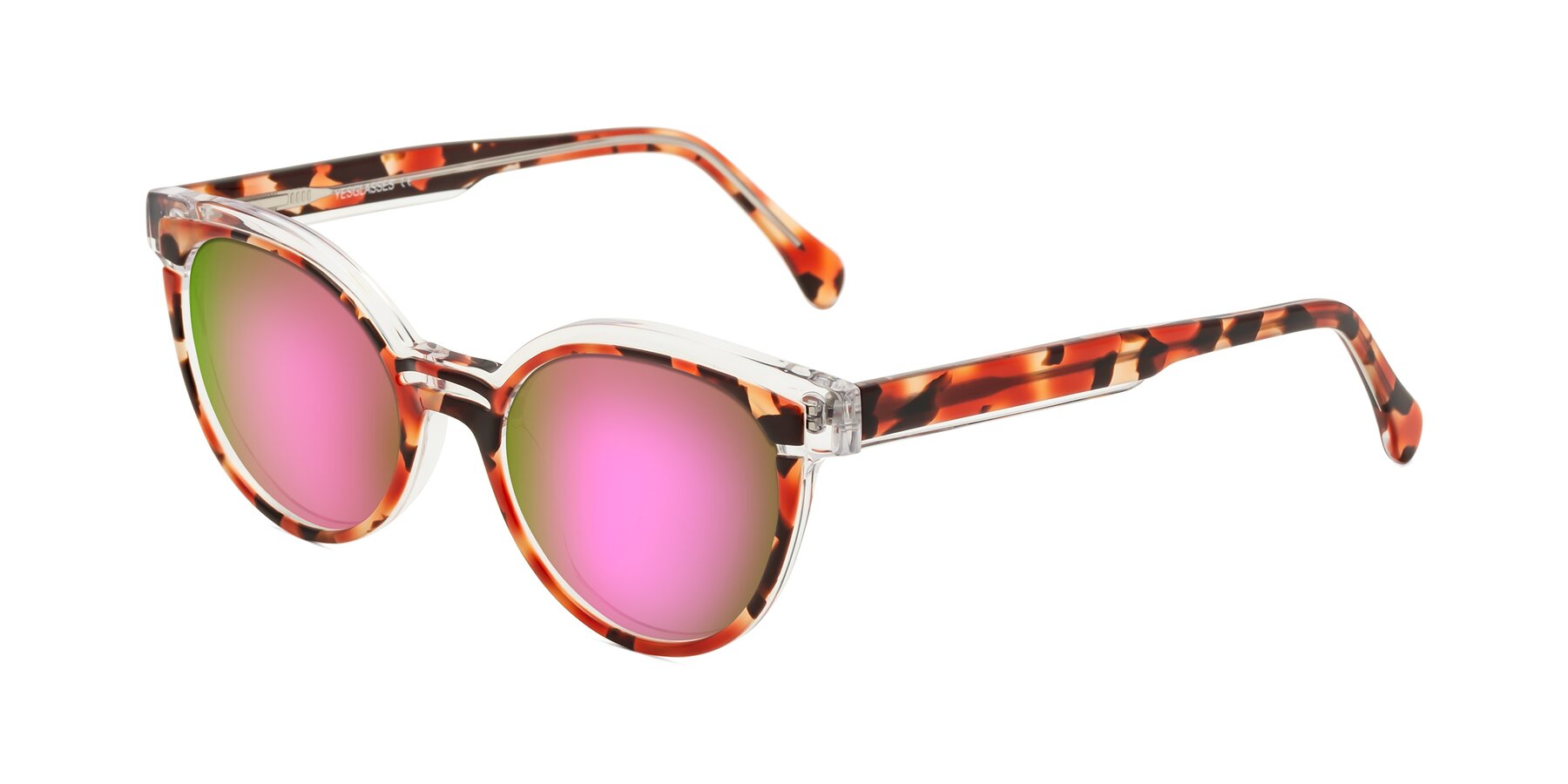 Angle of Forest in Vermillion Tortoise with Pink Mirrored Lenses