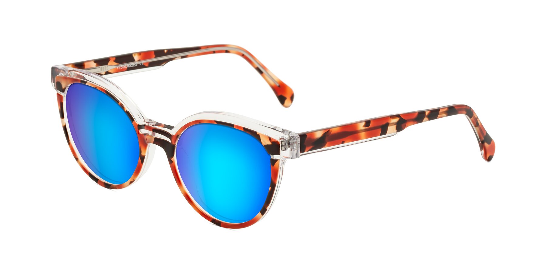 Angle of Forest in Vermillion Tortoise with Blue Mirrored Lenses