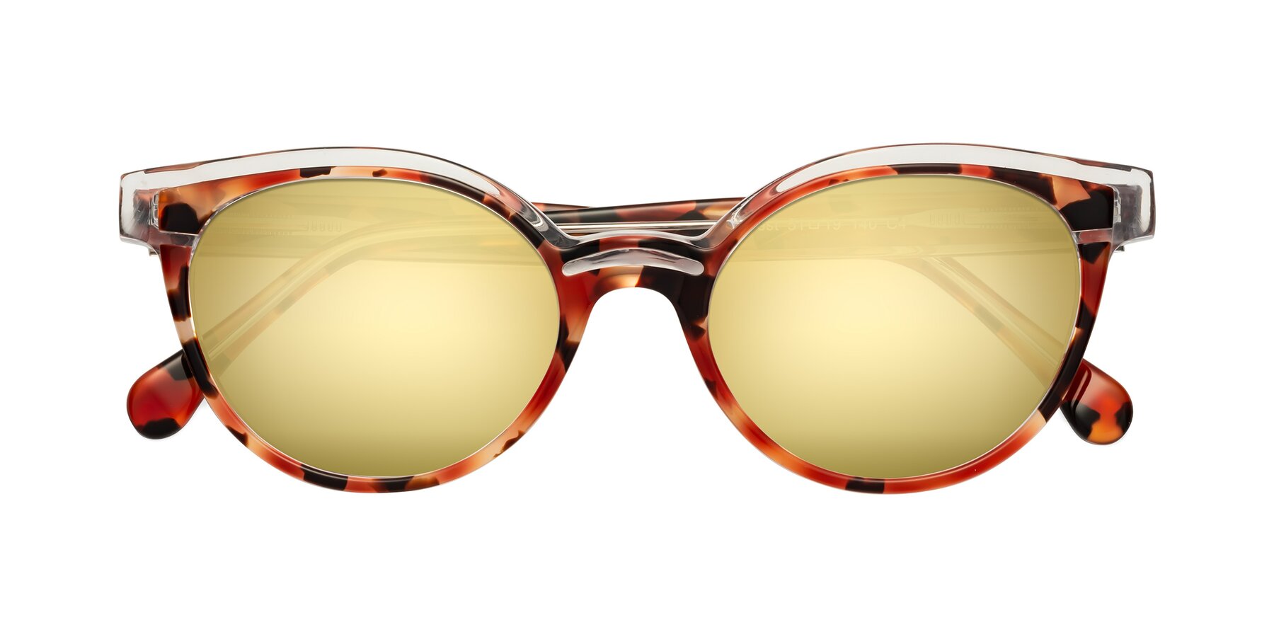 Folded Front of Forest in Vermillion Tortoise with Gold Mirrored Lenses