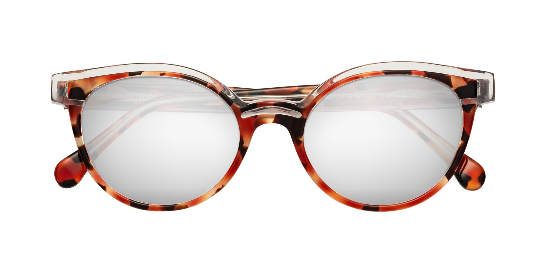 Folded Front of Forest in Vermillion Tortoise with Silver Mirrored Lenses