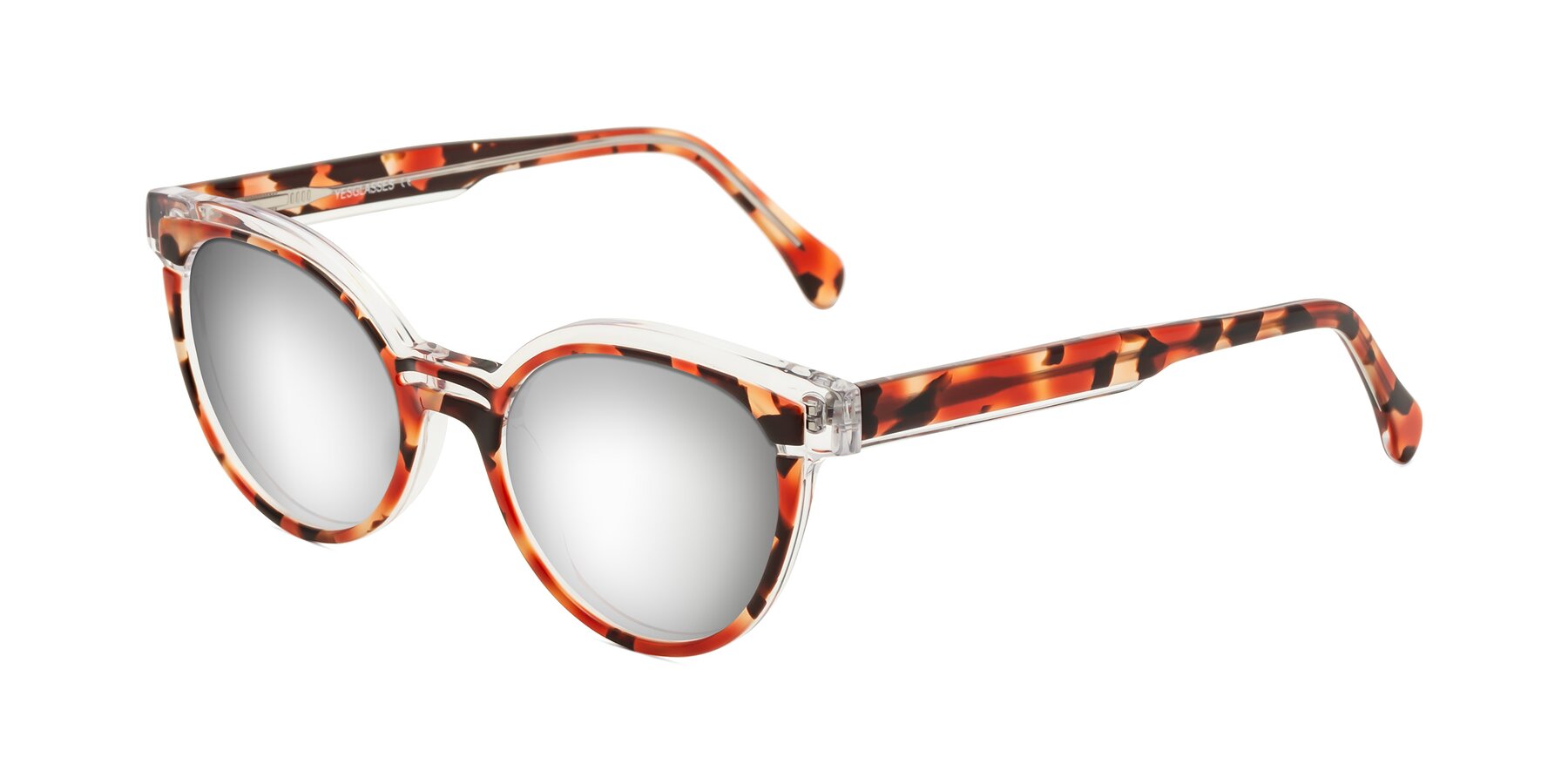 Angle of Forest in Vermillion Tortoise with Silver Mirrored Lenses