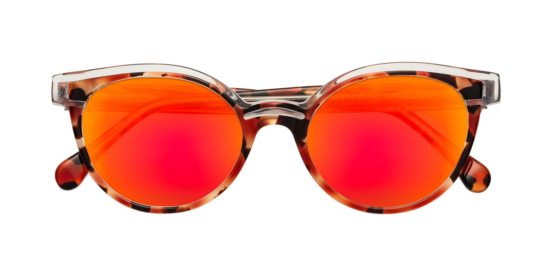 Folded Front of Forest in Vermillion Tortoise with Red Gold Mirrored Lenses