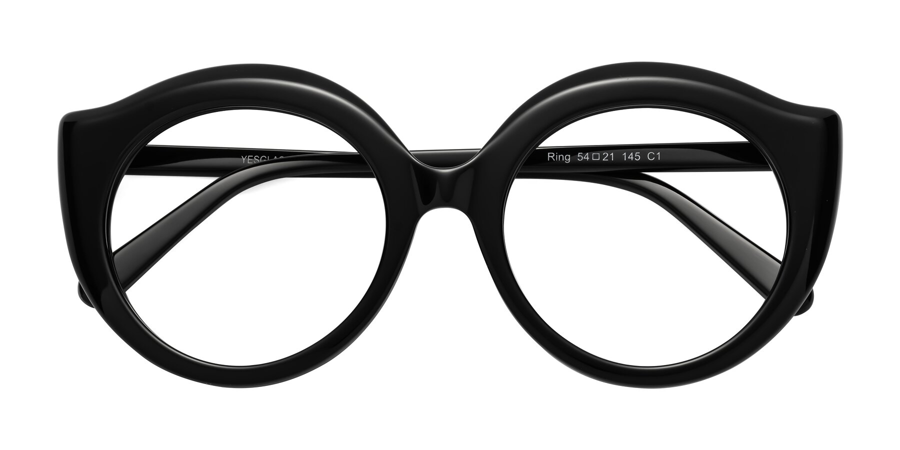 Folded Front of Ring in Black with Clear Reading Eyeglass Lenses