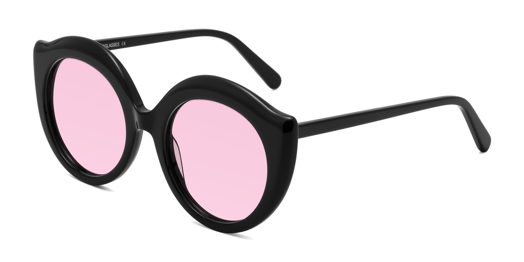 Angle of Ring in Black with Light Pink Tinted Lenses