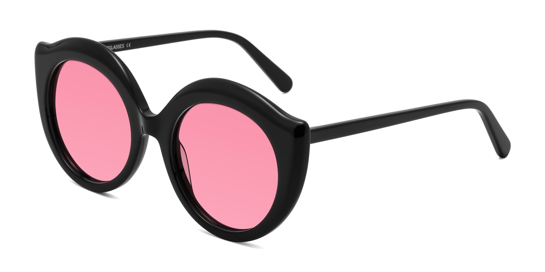 Angle of Ring in Black with Pink Tinted Lenses