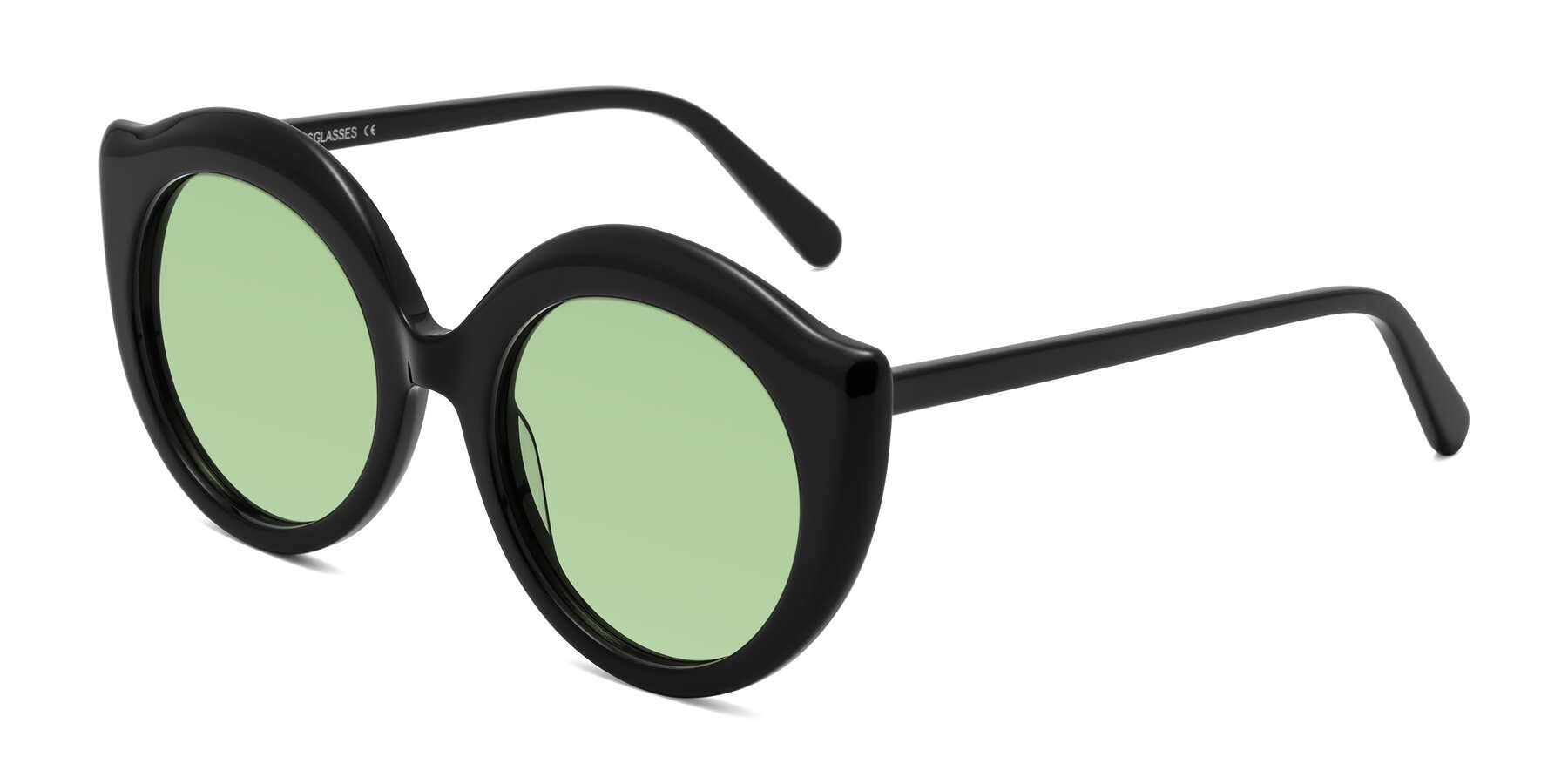 Angle of Ring in Black with Medium Green Tinted Lenses