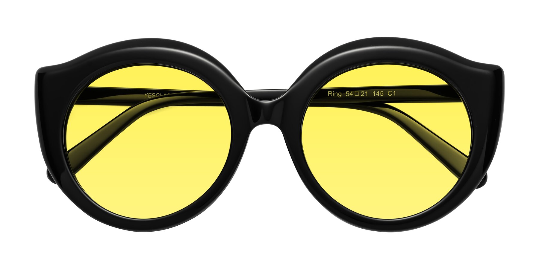 Folded Front of Ring in Black with Medium Yellow Tinted Lenses