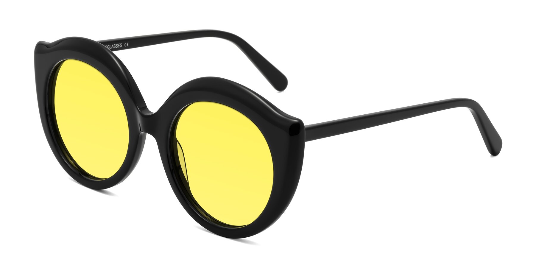 Angle of Ring in Black with Medium Yellow Tinted Lenses