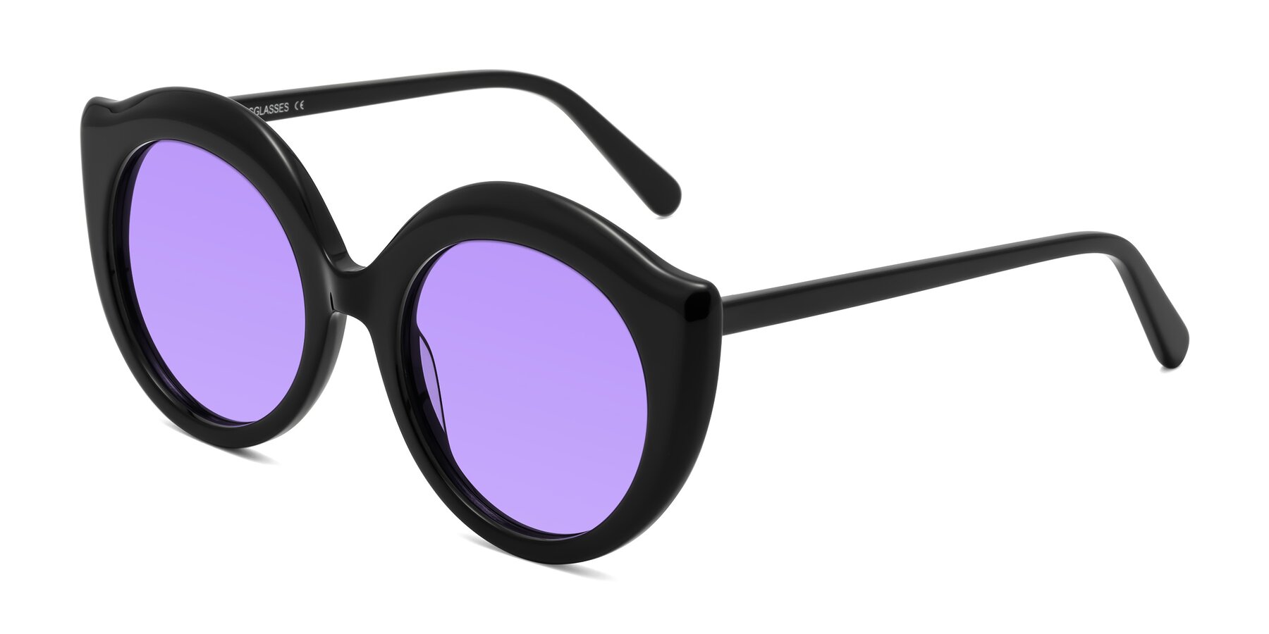 Angle of Ring in Black with Medium Purple Tinted Lenses
