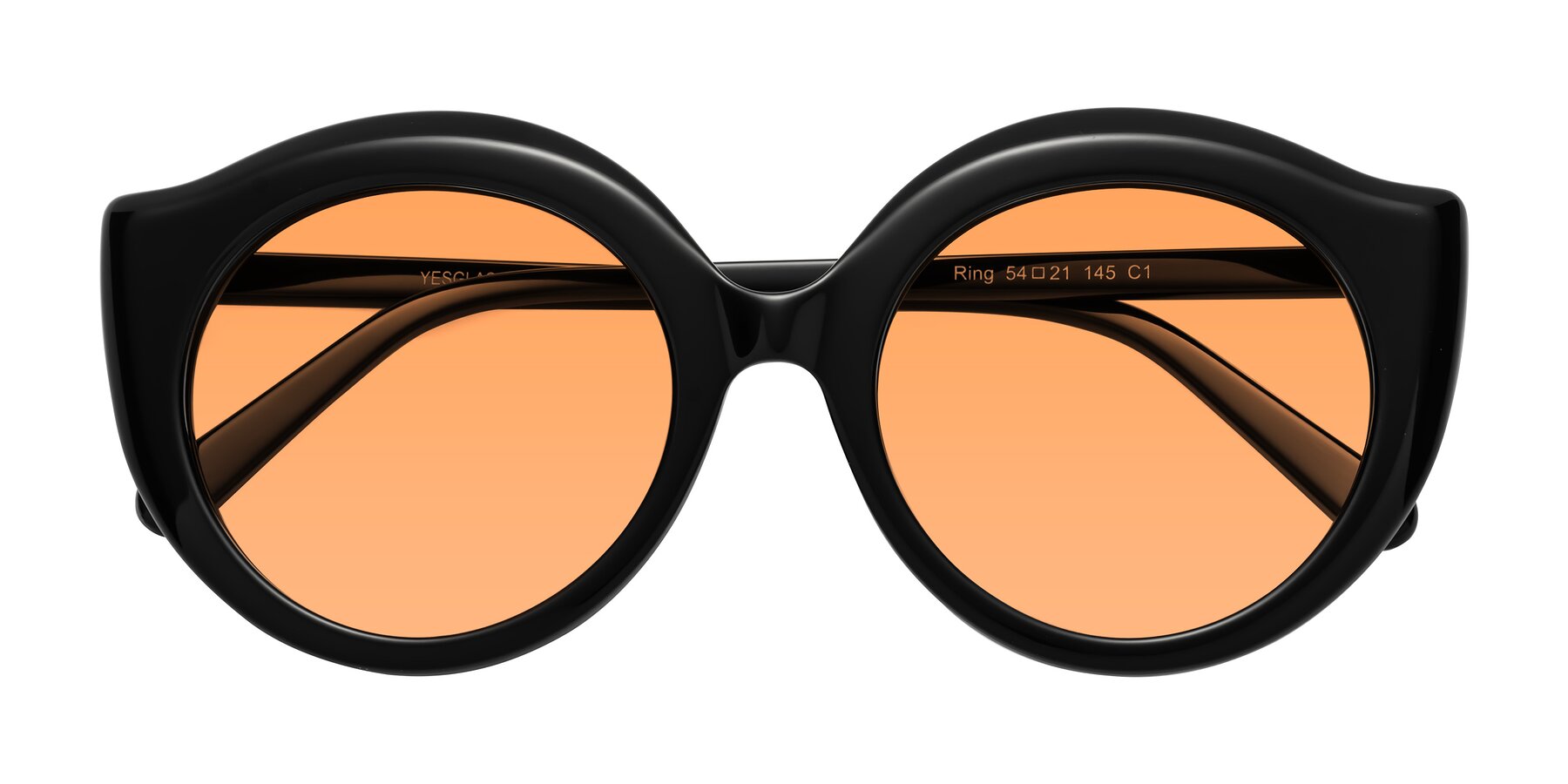 Folded Front of Ring in Black with Medium Orange Tinted Lenses