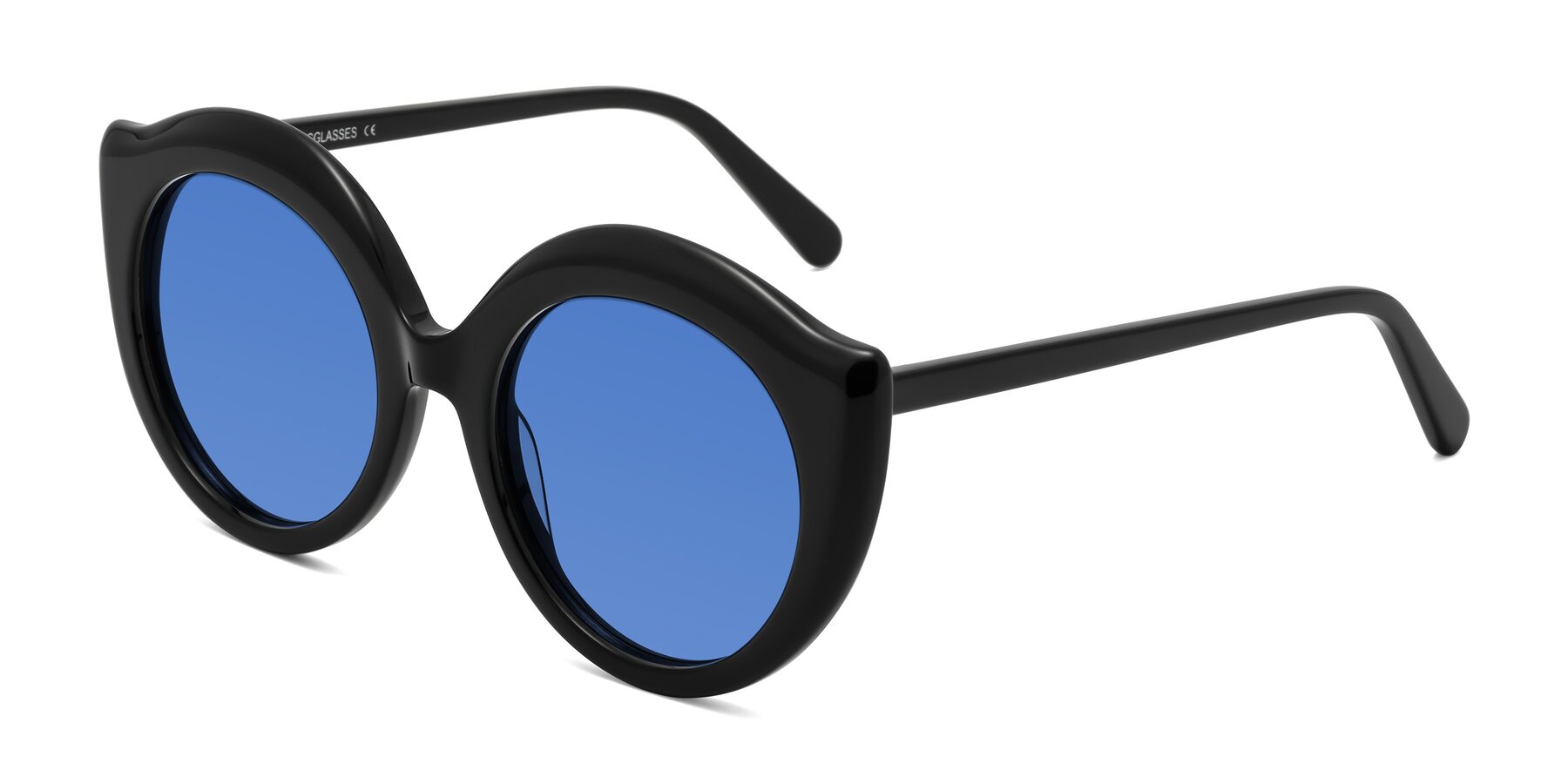 Angle of Ring in Black with Blue Tinted Lenses