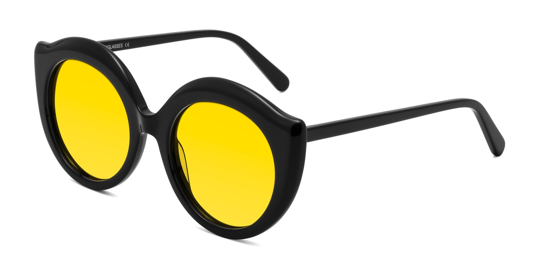 Angle of Ring in Black with Yellow Tinted Lenses