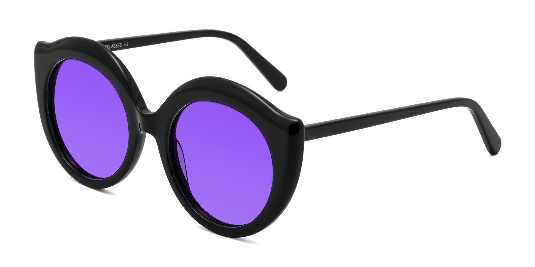Angle of Ring in Black with Purple Tinted Lenses