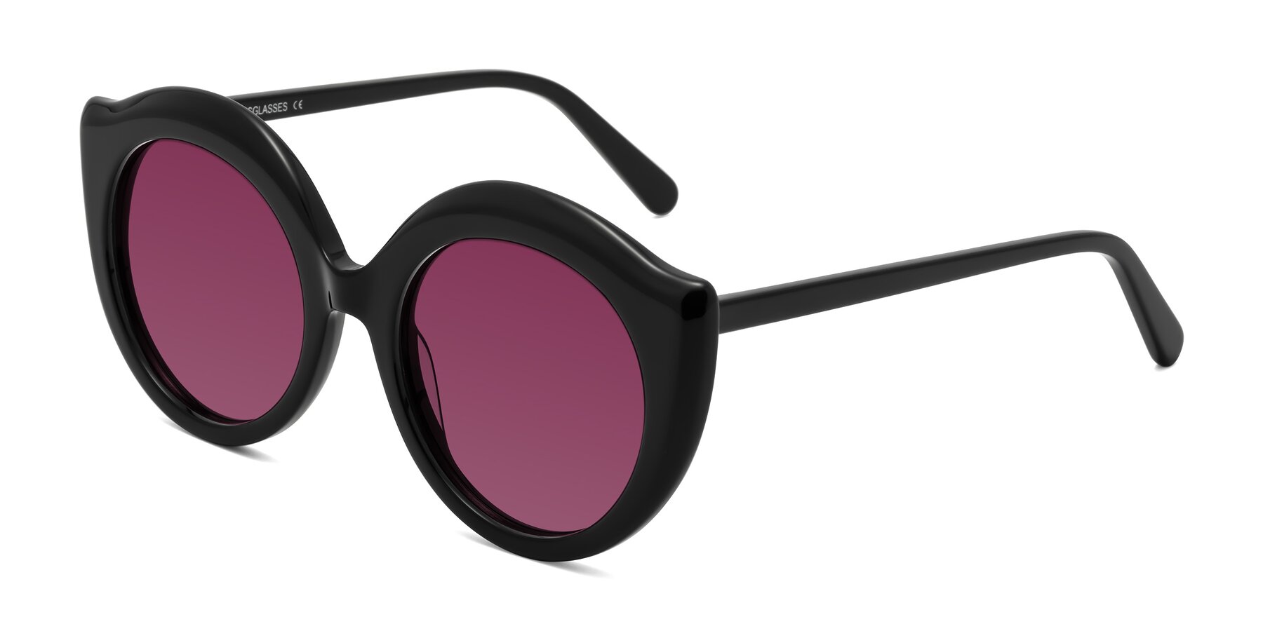 Angle of Ring in Black with Wine Tinted Lenses