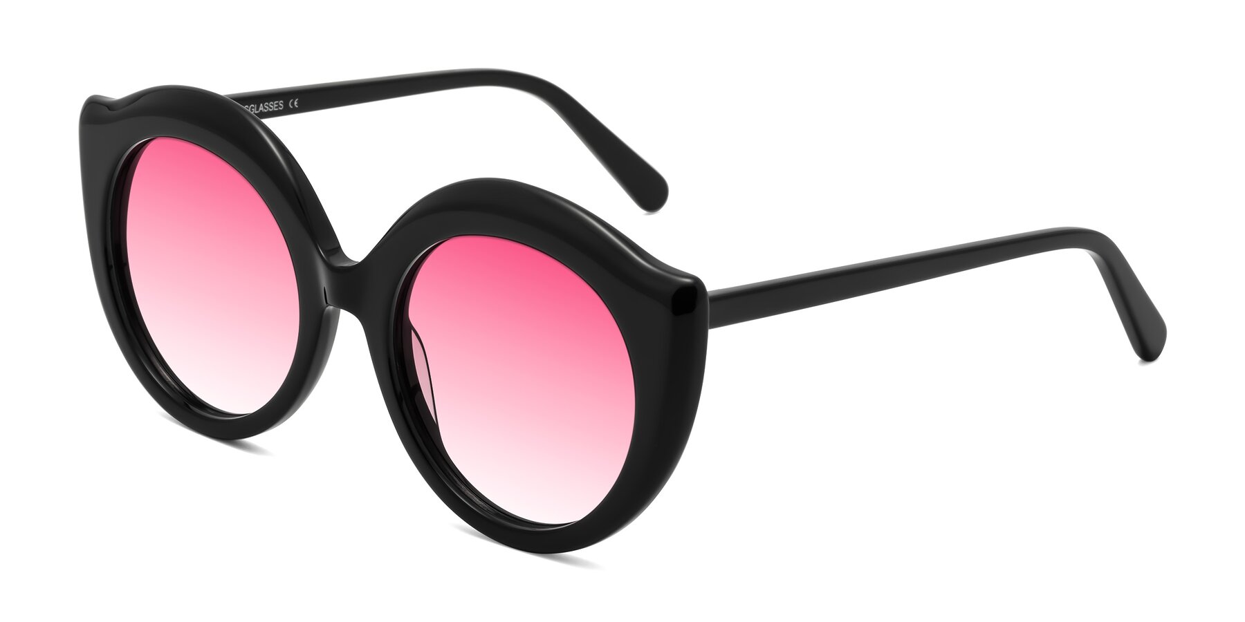 Angle of Ring in Black with Pink Gradient Lenses