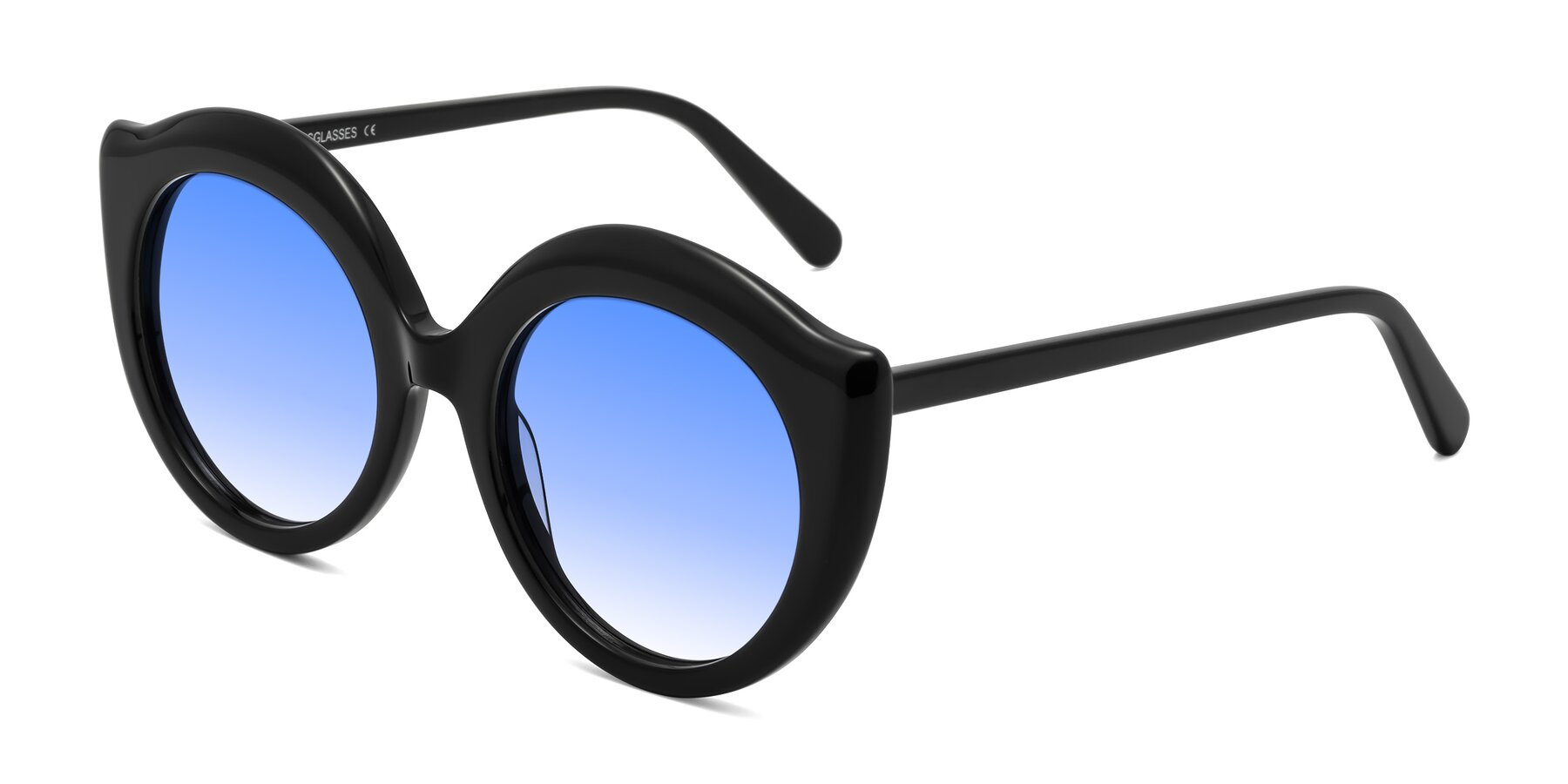 Angle of Ring in Black with Blue Gradient Lenses