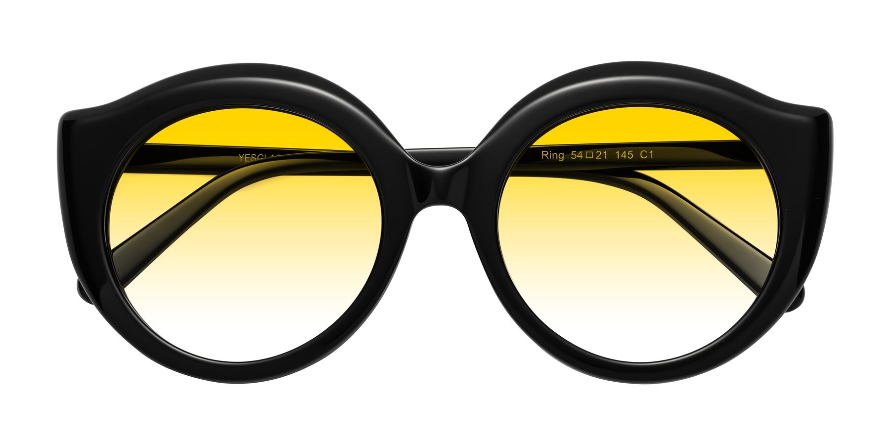 Folded Front of Ring in Black with Yellow Gradient Lenses