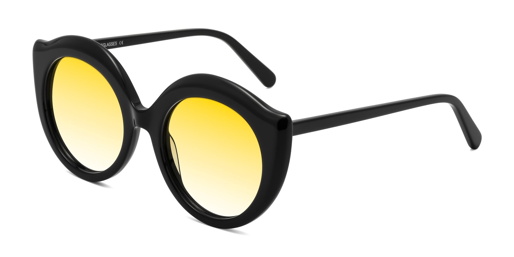 Angle of Ring in Black with Yellow Gradient Lenses