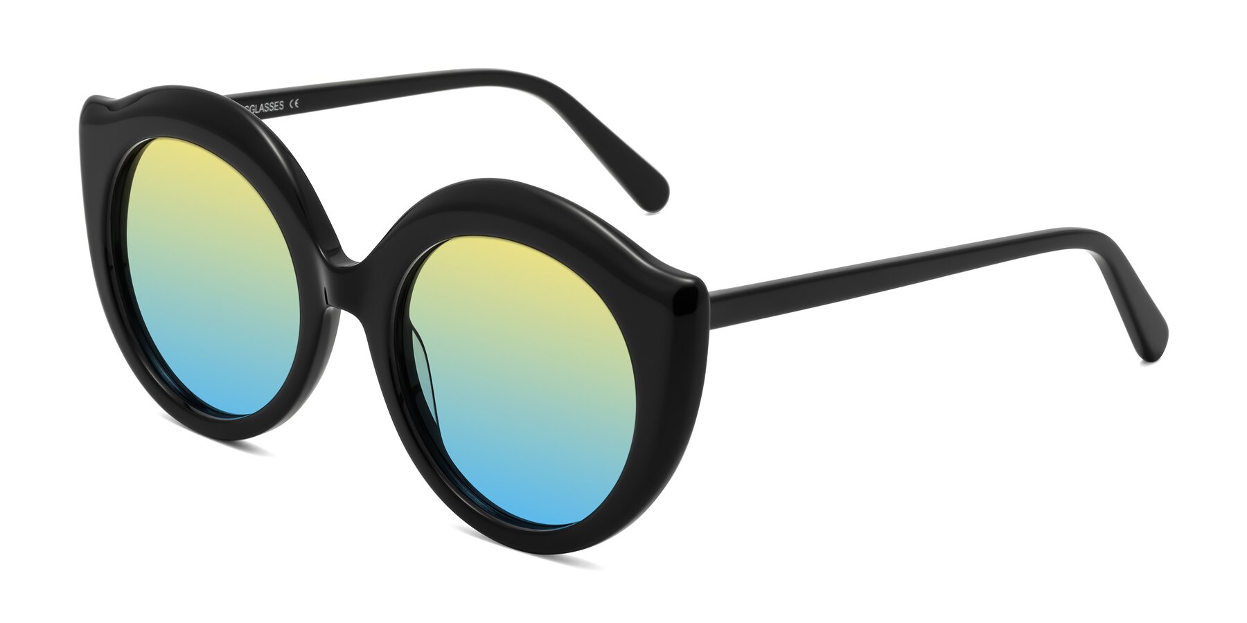 Angle of Ring in Black with Yellow / Blue Gradient Lenses