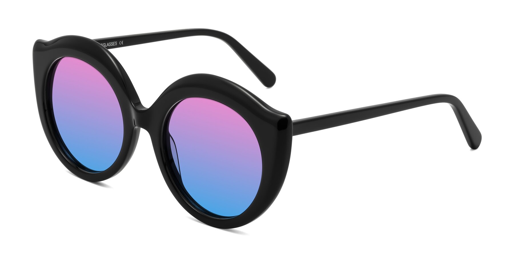 Angle of Ring in Black with Pink / Blue Gradient Lenses