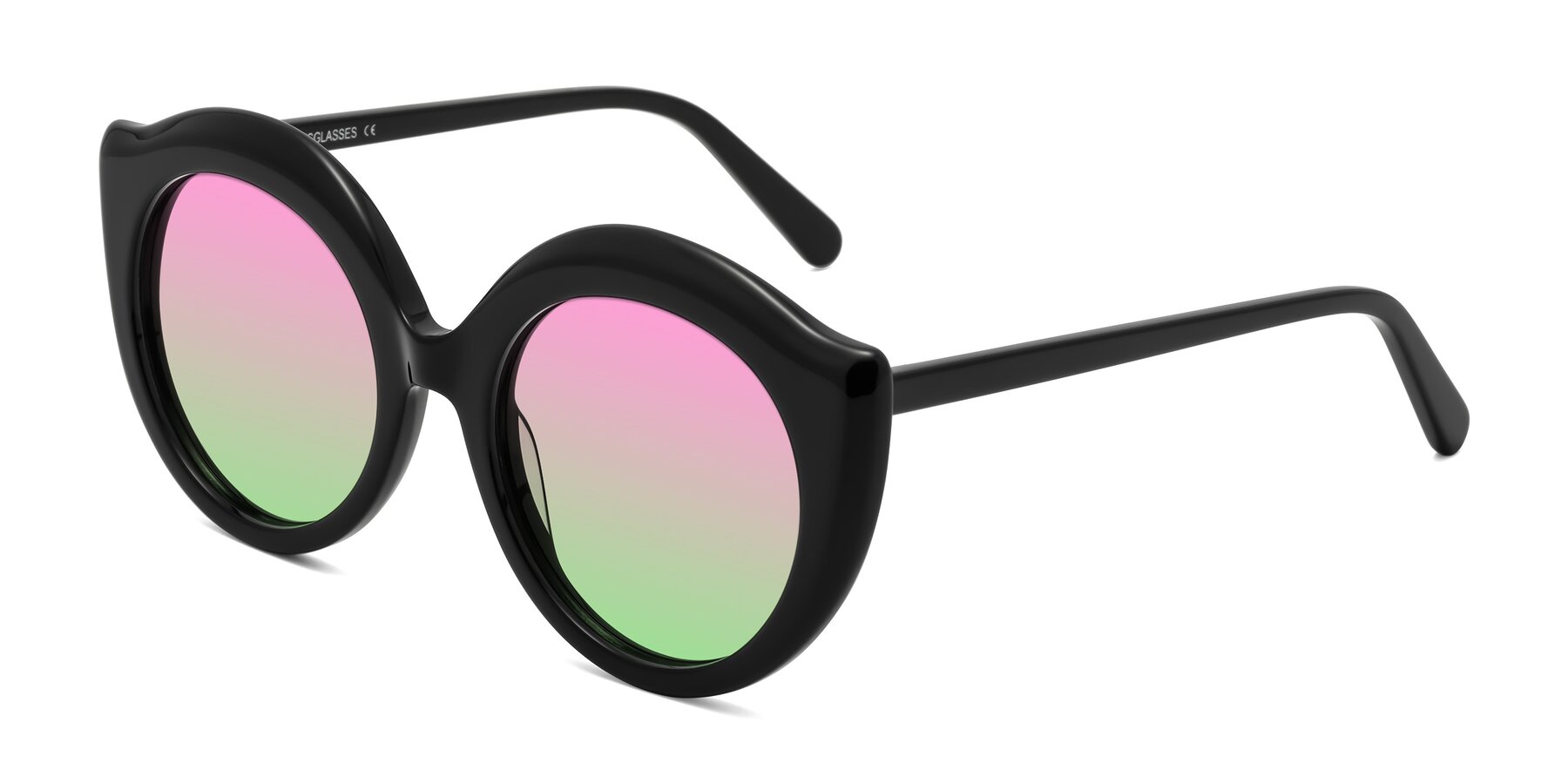 Angle of Ring in Black with Pink / Green Gradient Lenses