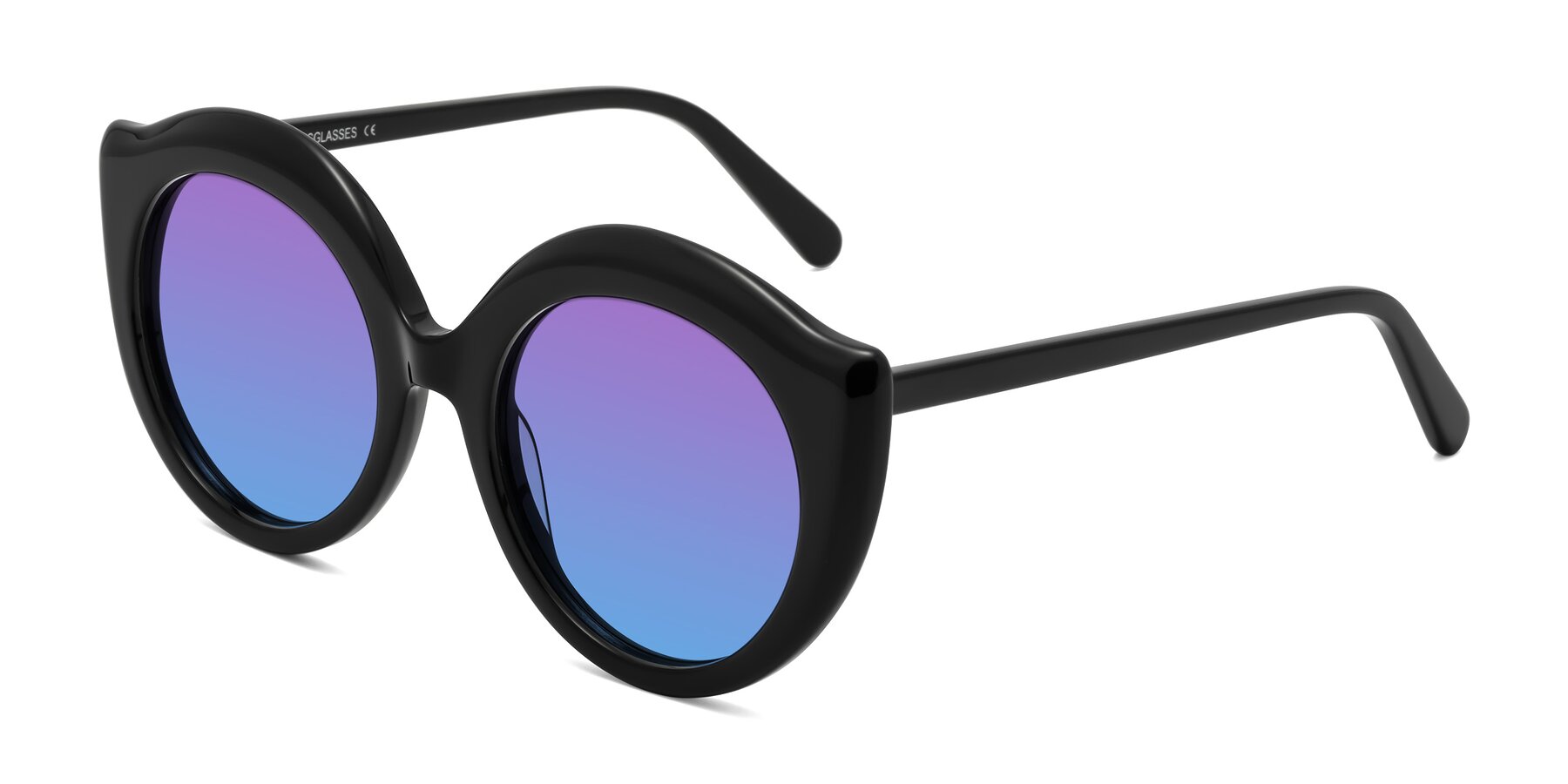 Angle of Ring in Black with Purple / Blue Gradient Lenses