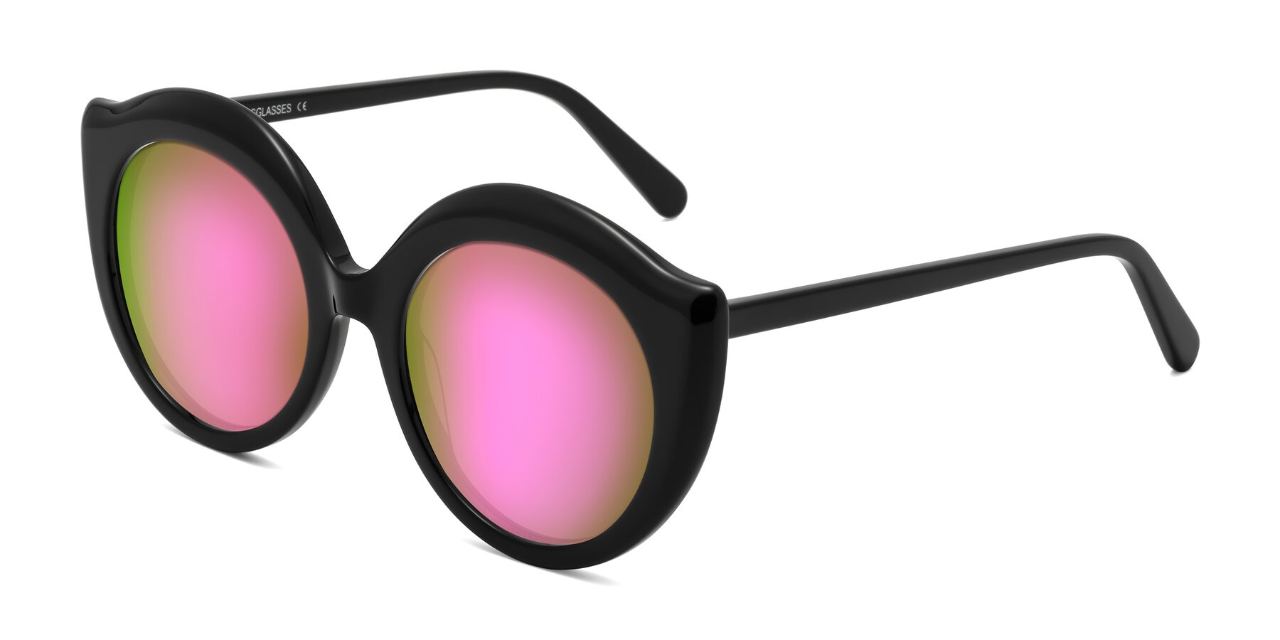 Angle of Ring in Black with Pink Mirrored Lenses