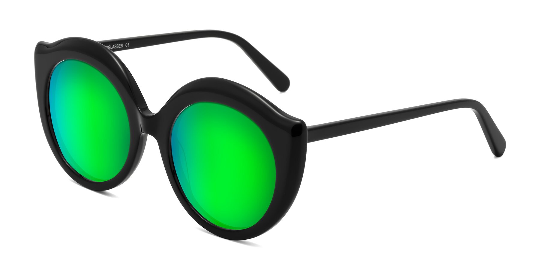 Angle of Ring in Black with Green Mirrored Lenses