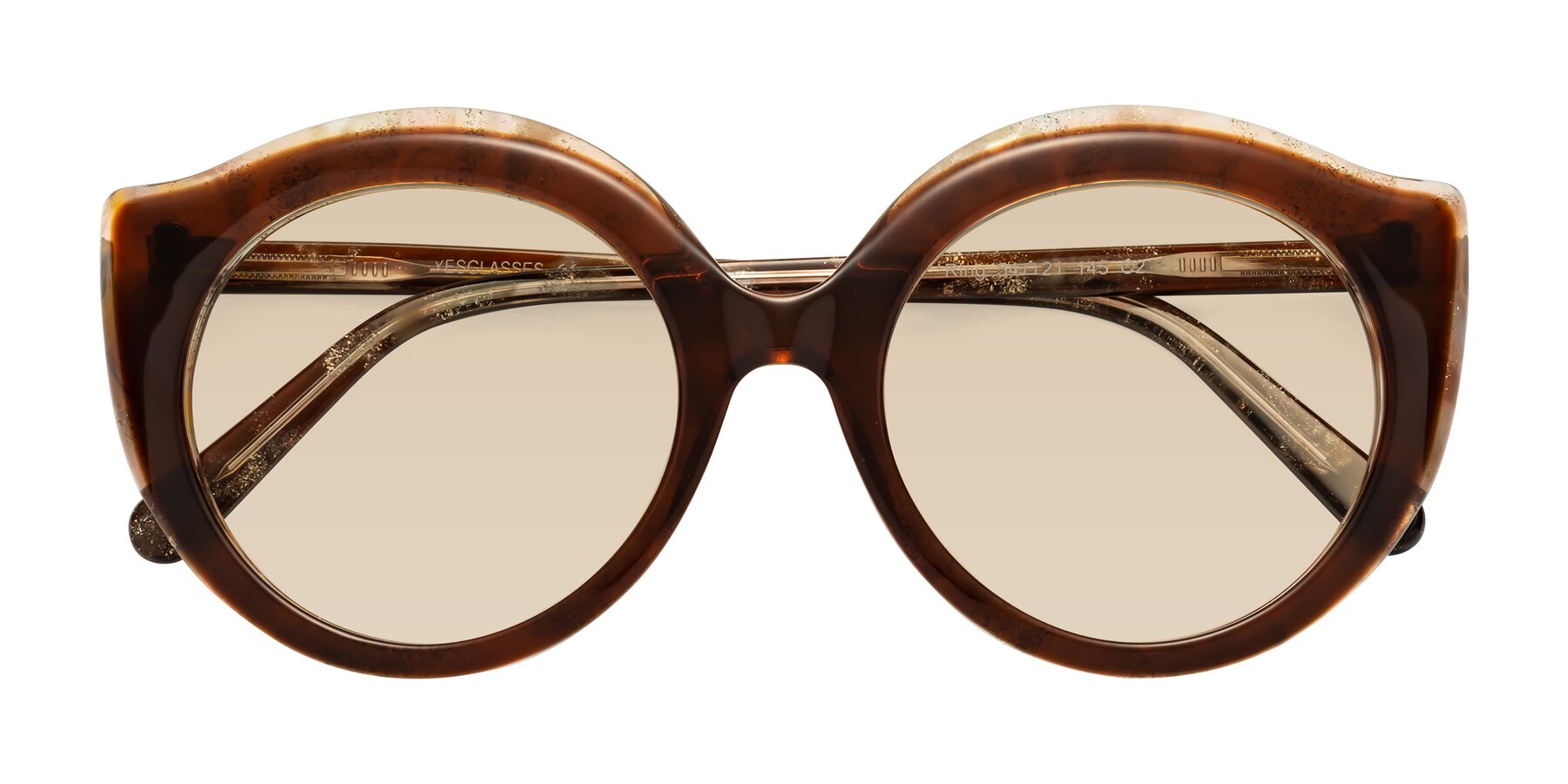 Folded Front of Ring in Brown with Light Brown Tinted Lenses