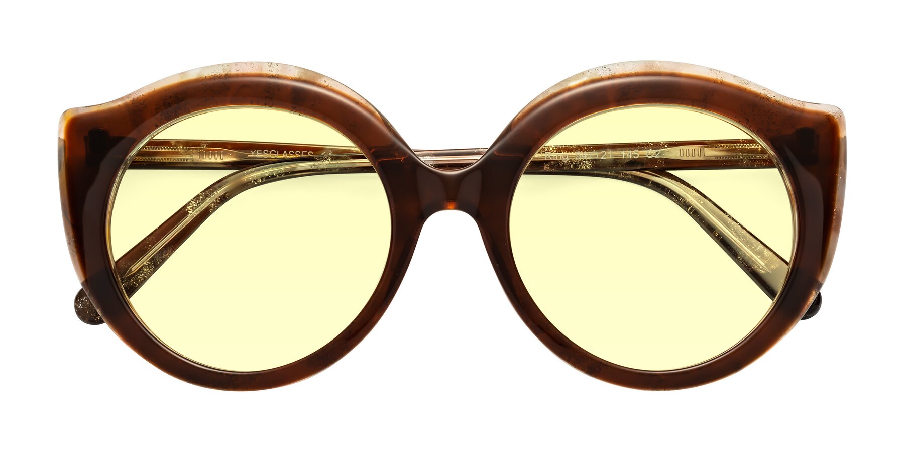 Folded Front of Ring in Brown with Light Yellow Tinted Lenses