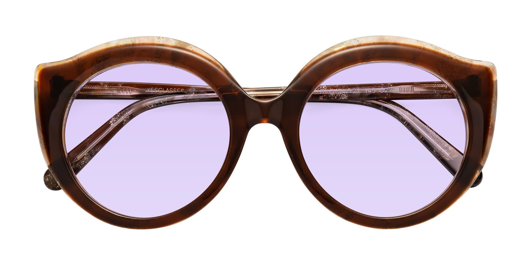 Folded Front of Ring in Brown with Light Purple Tinted Lenses