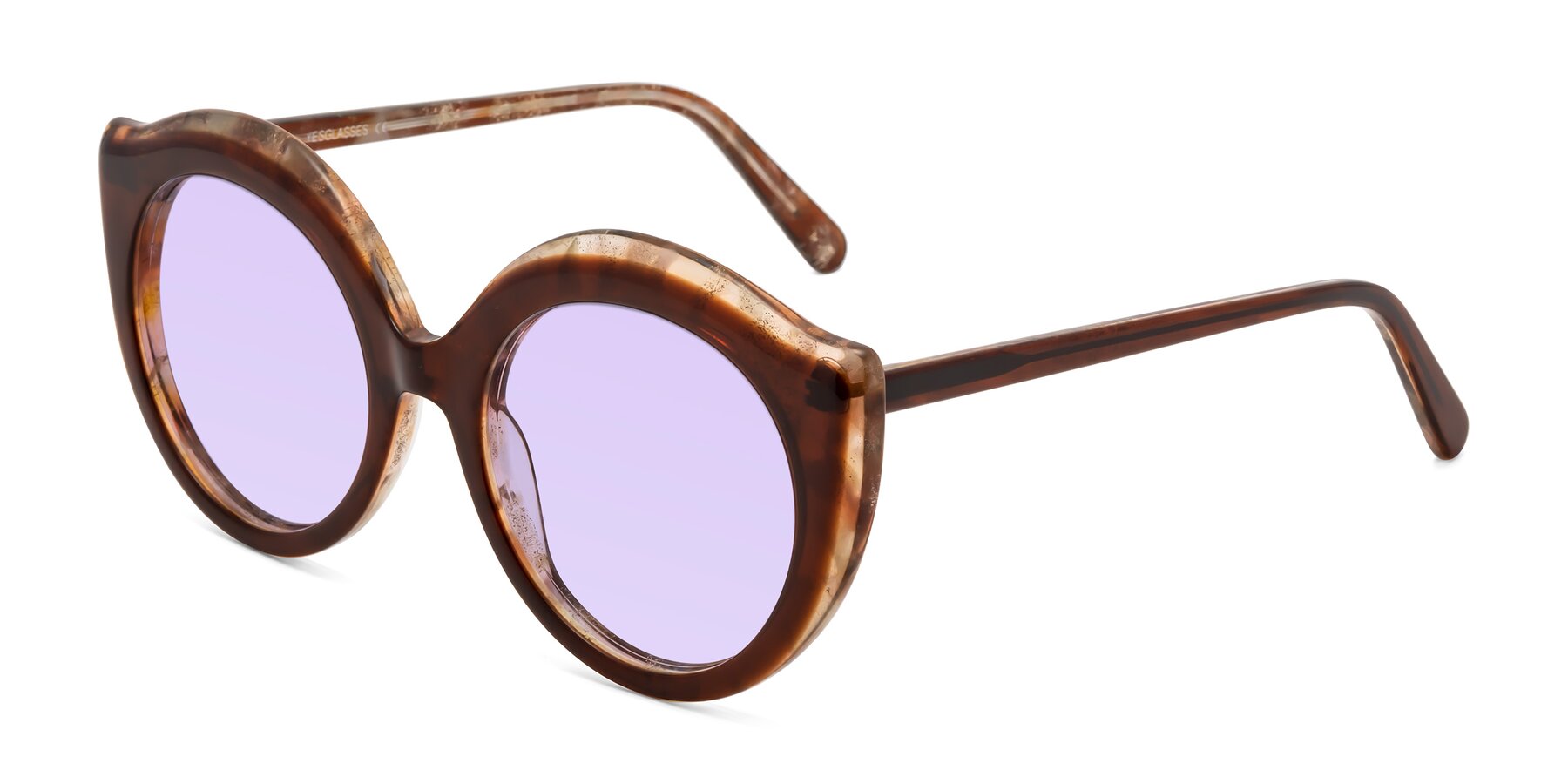Angle of Ring in Brown with Light Purple Tinted Lenses